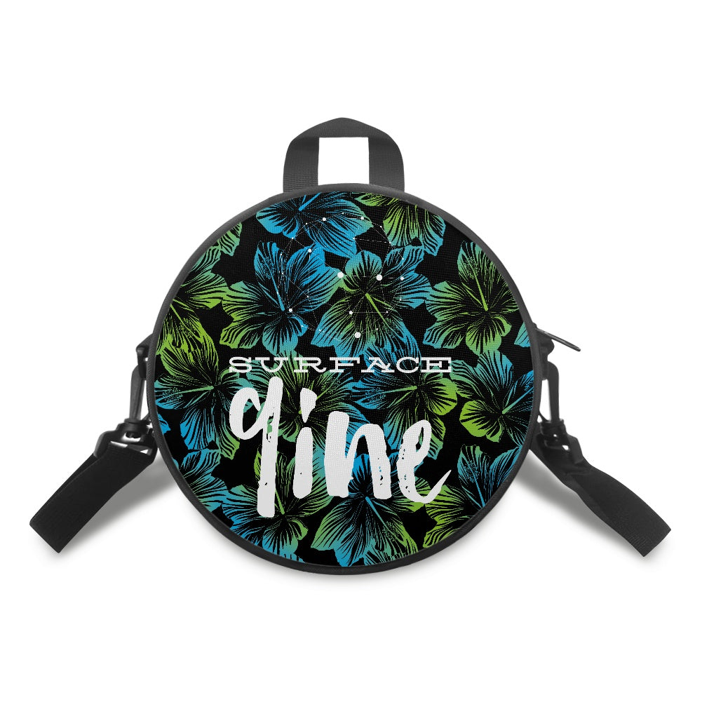 SURFACE 9INE Round Satchel Bag FLOWER PRINT BLU/GRN