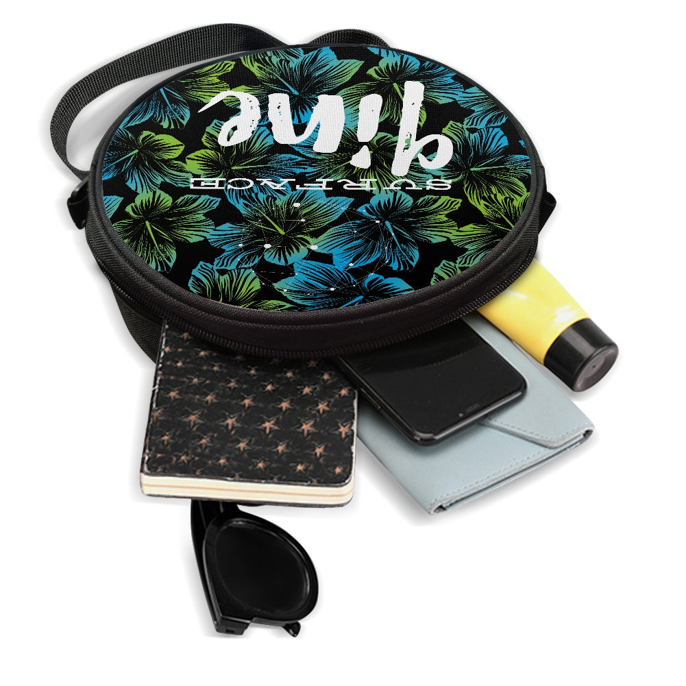SURFACE 9INE Round Satchel Bag FLOWER PRINT BLU/GRN
