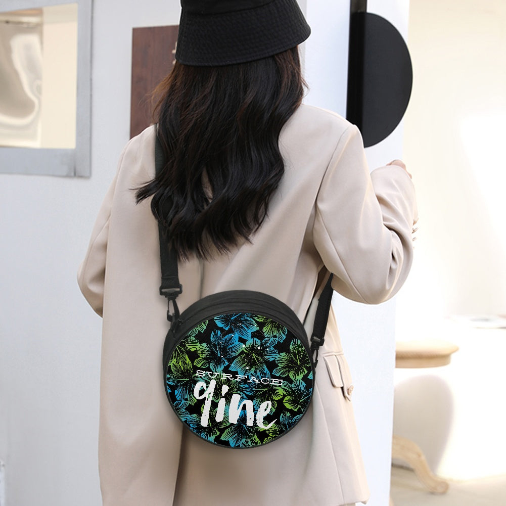 SURFACE 9INE Round Satchel Bag FLOWER PRINT BLU/GRN