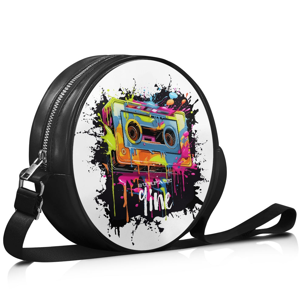 SURFACE 9INE Round crossbody bag CASSETTE TAPE PAINT