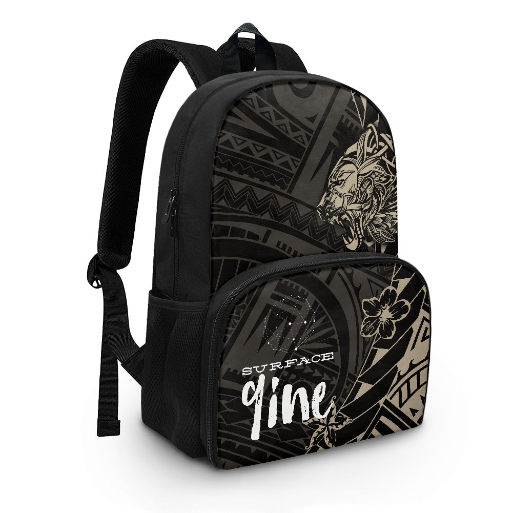 SURFACE 9INE All-in-one Backpack with Lunch bag BLACK PRINT/CAT