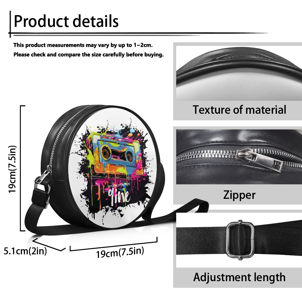 SURFACE 9INE Round crossbody bag CASSETTE TAPE PAINT