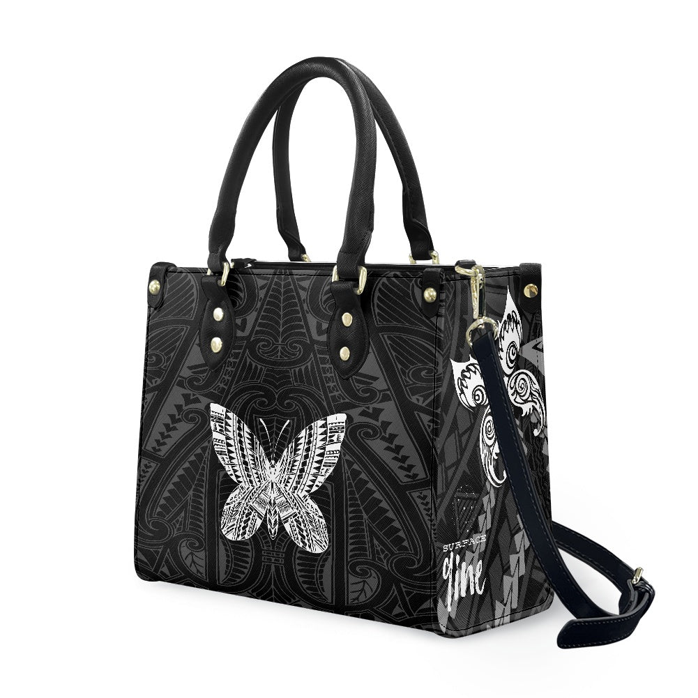 SURFACE 9INE Women's PU leather twill handbag BLK/BUTTERFLY