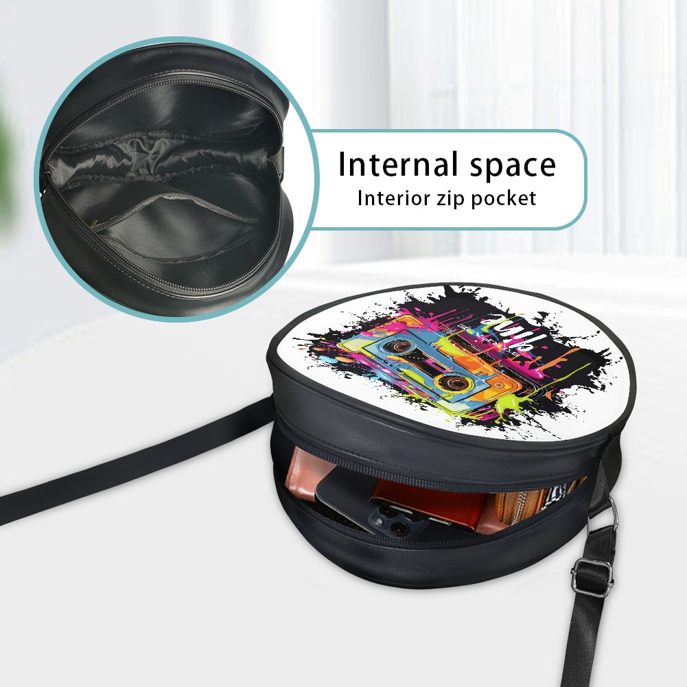 SURFACE 9INE Round crossbody bag CASSETTE TAPE PAINT