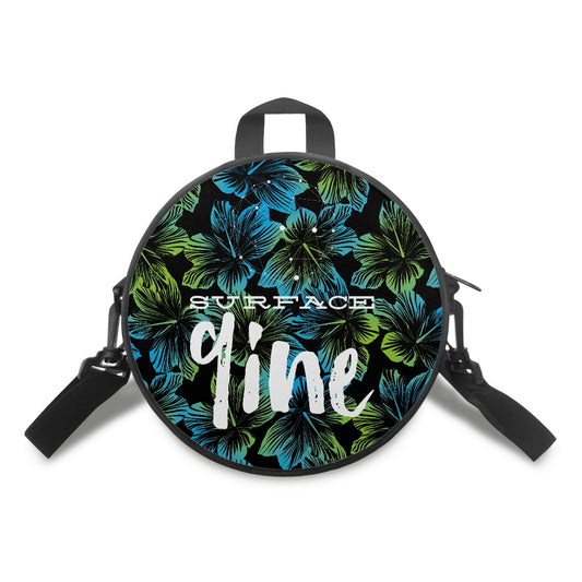 SURFACE 9INE Round Satchel Bag FLOWER PRINT BLU/GRN