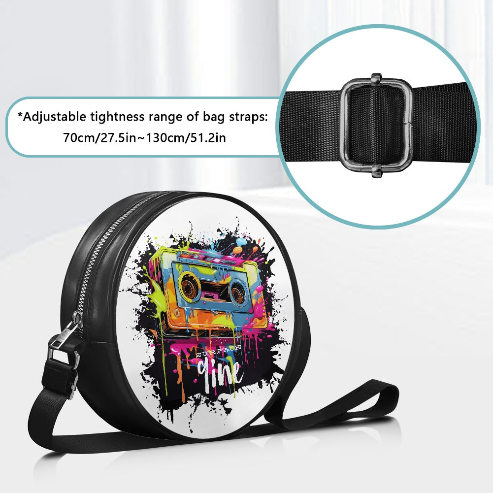 SURFACE 9INE Round crossbody bag CASSETTE TAPE PAINT