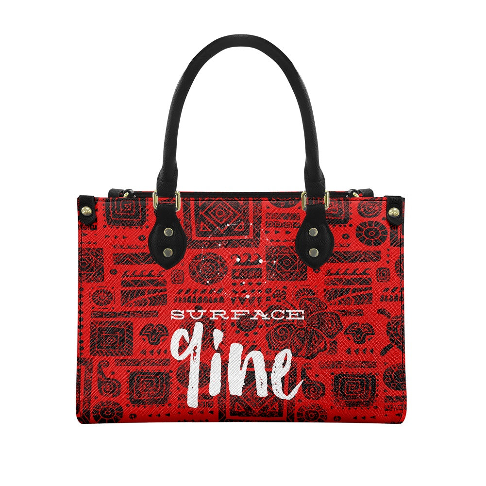 SURFACE 9INE Women's PU leather twill handbag RED/DESIGN PRINT