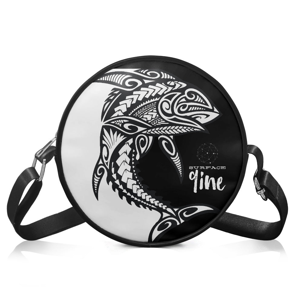 SURFACE 9INE Round crossbody bag BLK/WHT SHARK PRINT