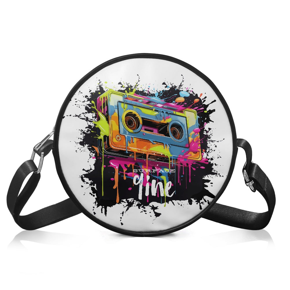 SURFACE 9INE Round crossbody bag CASSETTE TAPE PAINT