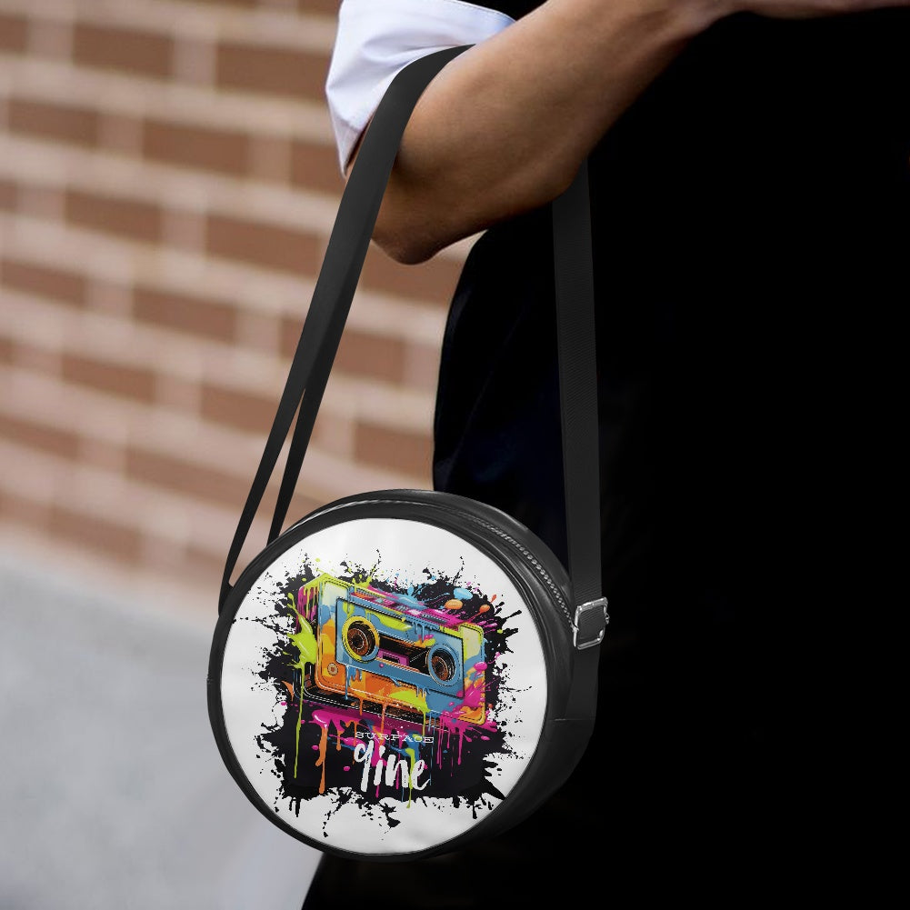 SURFACE 9INE Round crossbody bag CASSETTE TAPE PAINT